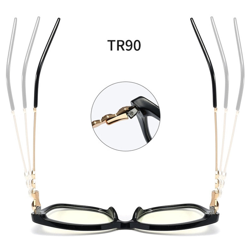 SHAUNA Retro Cat Eye Women Optical Eyeglasses Frame Fashion Clear Anti Blue Light Men Square TR90 Spring Hinge Glasses Frame