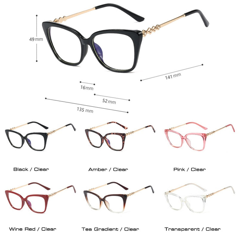 SHAUNA Retro Cat Eye Women Optical Eyeglasses Frame Fashion Clear Anti Blue Light Men Square TR90 Spring Hinge Glasses Frame