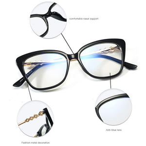 SHAUNA Retro Cat Eye Women Optical Eyeglasses Frame Fashion Clear Anti Blue Light Men Square TR90 Spring Hinge Glasses Frame
